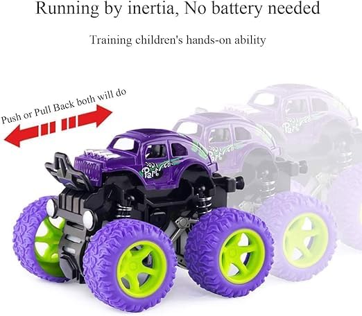 Neel Friction Powered Monster Truck Toy, Push & Go 4WD Off-Road Car for Kids, Amazing Stunts, All-Terrain Grip, Vibrant Colors, for Boys & Girls, Birthday, Christmas, Fun Play 3