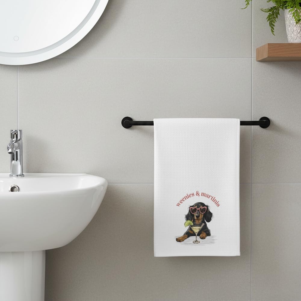 Funny Dachshund Kitchen Dish Towels Gifts for Wome,Hand Towels for Kitchen Decorative,Wiener Dog Dachshund Kitchen Decor Gifts for Christmas,Birthday,Dog Mom,Weenies and Martinis -36 - Image 6
