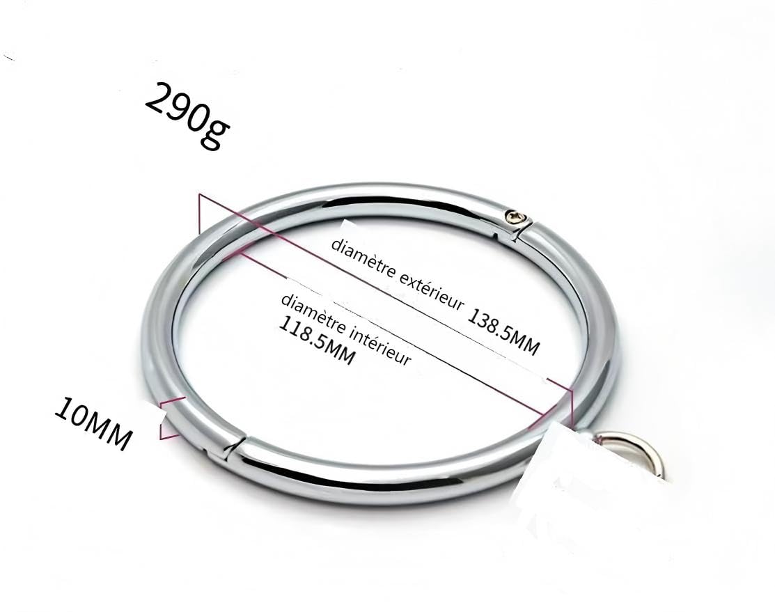 Menottes en acier inoxydable métal circulaire avec collier et fers de pied, jouet sexuel adulte (3PCS)