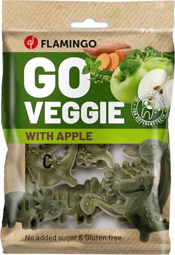 Bastoncini per cani – Snack Veggie Dino con Mela Verde – 120g – senza glutine – naturale – divertente e salutare