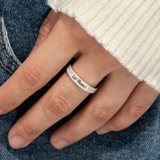 Let Them Pavé Mantra Ring, S925 Sterling Silver Self Worth Motivation Circle Rings, Inspirational Stainless Steel Engraving Stackable Jewelry, Encouragement Gift To Sisters Friends3