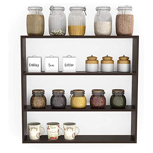 BLUEWUD Jasden Engineered Wood Multipurpose Kitchen Wall Shelf Rack (Wenge)