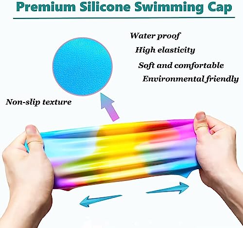 Image of Korbax Silicone Swim Cap, Waterproof Multicolor Swimming Cap For Men, Women, Boys & Girls