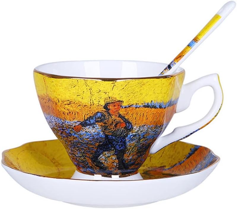 Art Painting Coffee Mugs The Starry Night Sunflowers The Sower Irises Saint-Remy Tea Cups(Style 4)