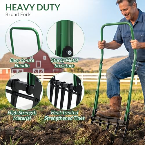 Herramienta de jardín BroadFork 5 púas resistente miniatura 5