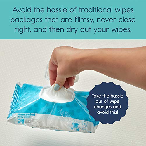 Hiccapop Baby Wipe Dispenser | Baby Wipes Case | Baby Wipe Holder Keeps Diaper Wipes Fresh | Non-Slip, Easy Open & Close Wipe Container (Teal W/Teal Window) #TOP4