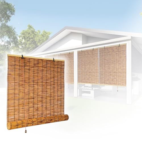 ZGHGEUO 40 60 80 100 120 140 160 175 cm Estores Enrollables Exteriores De Caña Cortinas Bambu Exterior Persianas Romanas para Opacos para Interiores Persianas De Caña Enrollables Natural