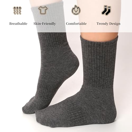 Women's Crew Socks with Seamless Toe, Cotton Ankle Womens Socks for Running, Hiking, Casual&School, 4 Pairs, Size 6-92
