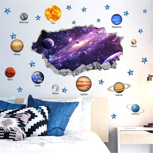 Vinilo Decorativo 3D Universo y Sistema Solar 35.4x15.7 in miniatura 2