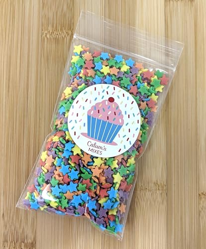 Rainbow Stars Bright Sprinkles - 25g of Edible Mini Multi-Coloured Cake Sprinkles Sugar Stars Cupcake Toppers Decorations
