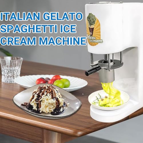 ZHPPED Eiscreme- und Softeismaschine, 7,4–7,9 Gal/Std. kommerzielle Spaghetti-Eispresse, Gelato-Maschine mit 4 Formformen, Eiscreme-Nudelmaschine White – Bild 6