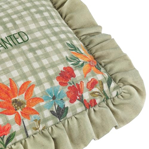 Coussin rempli de Polyester vert 30x50cm rectangulaire à volants brodé