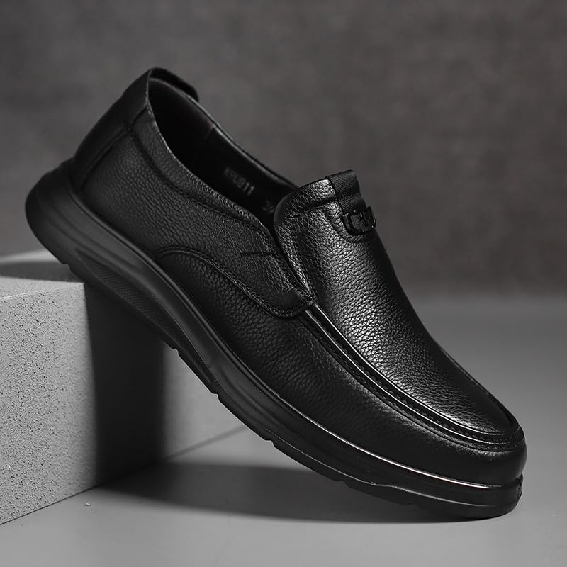 Men's Orthopedic Leather Dress Walking Shoes Leather Casual Slip on Loafers Breathable Oxford Dress Sneakers Men Slip Resistant Work2