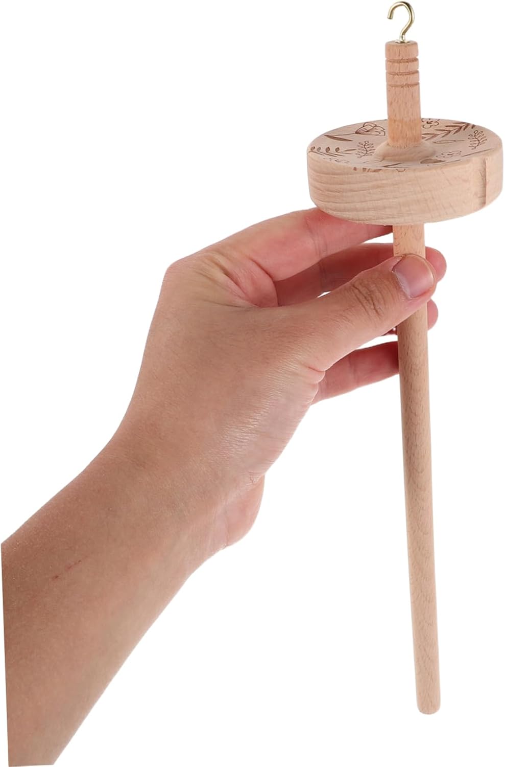 Tofficu 1 Set Wooden Drop Spindle Kit Portable Yarn Spinning Tool for Weaving and Knitting Durable Hardwood Design with Thread Storage for Sewing Supplies and Crafting Activities