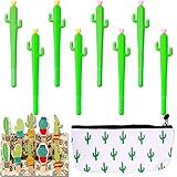 33 Pieces Cactus Creative Stationery Set Cactus Shaped Rollerball Pen Cactus Notes Sticker Cactus Pencil Bag and Cactus Clip for Office Supplies