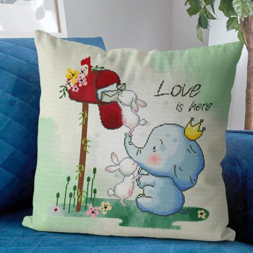 Kits de coussin au point de croix Éléphant pour décorer un salon ou une chambre