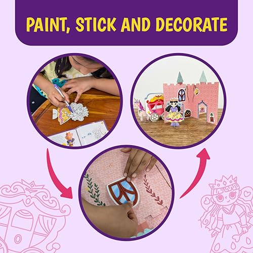 Image of The Curious Bees - Fairytale Craftivity Box for Kids (Age 4+) | DIY Princess, Unicorn & Castle Craft Kit | Build, Decorate & Play Story Set | Creative Activity Toy for Girls & Boys | BIS Approved | Made in India