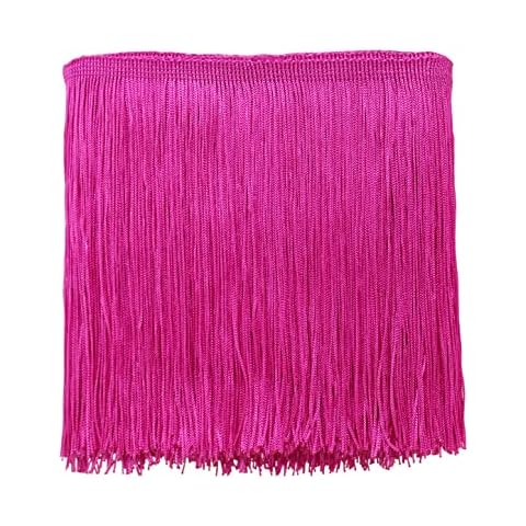 Yalulu 10 Meters Latin Fringe Tassel Trimming Lace Latin Macrame Samba Dance Clothing Curtain Lace Trim Polyester Single Band (Rose Red) Cover