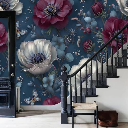 Fresque murale intissée anémone haut de gamme décoration salon 368cm