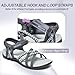 Womens Arch Support Fashion Outdoor Hiking Sandals, Comfortable Flat Feet Soft Memory Foam Travel Driving Gowalk Athletic Slides, Breathable Colorful Hook Loop Strap Walking Sandals Grey Mint Size 8.5