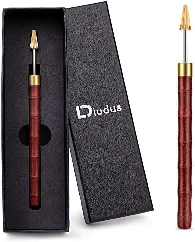 DIUDUS Leather Edge Dye Pen, Red Wood Handle Stainless Steel Top Edge Dye Roller Oil Pen Belt Finisher Leather DIY Craft