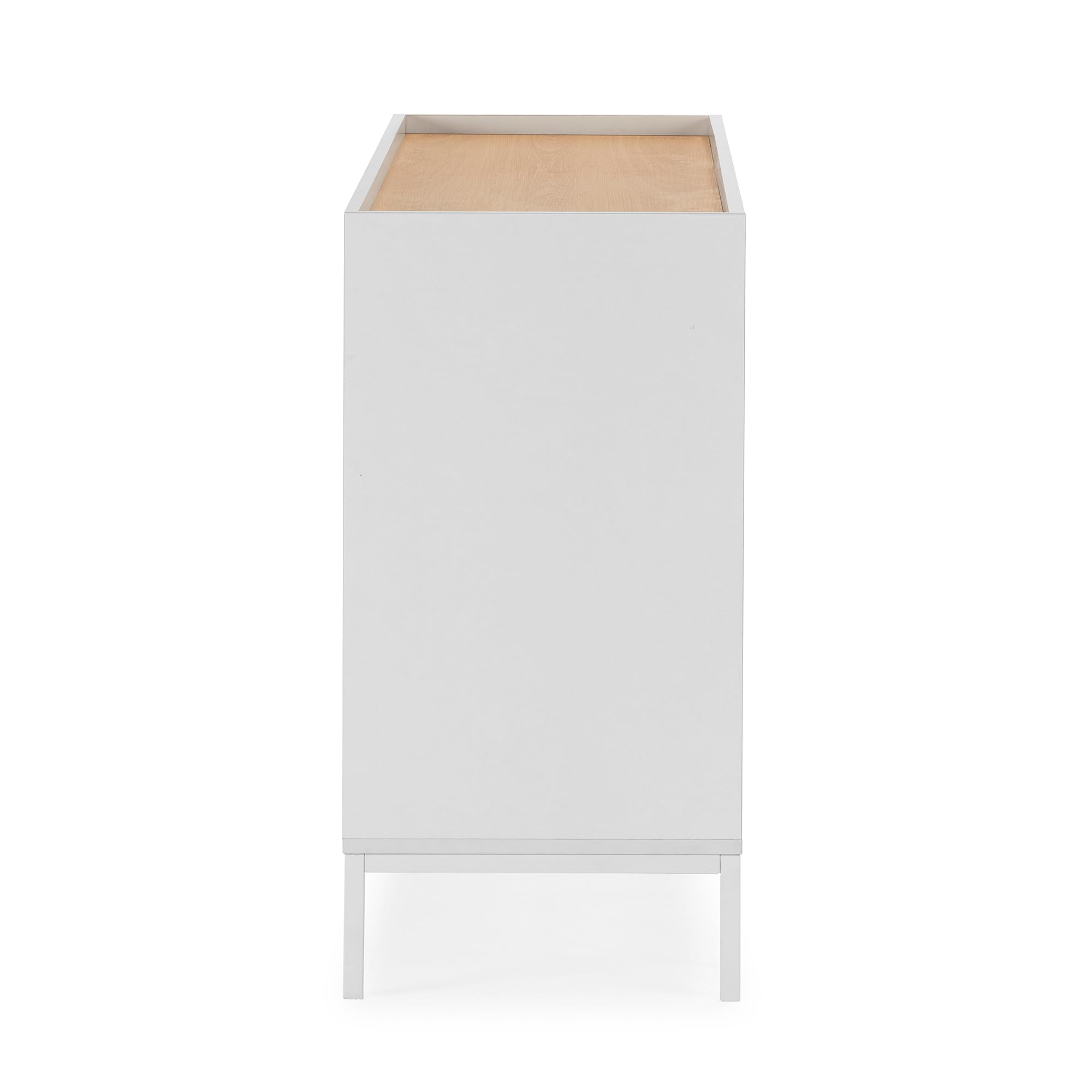 HOMN LIVING Aparador Curva 3 Puertas Color Blanco, 140 cm (Ancho) 40 cm (Profundo) 80 cm (Altura)