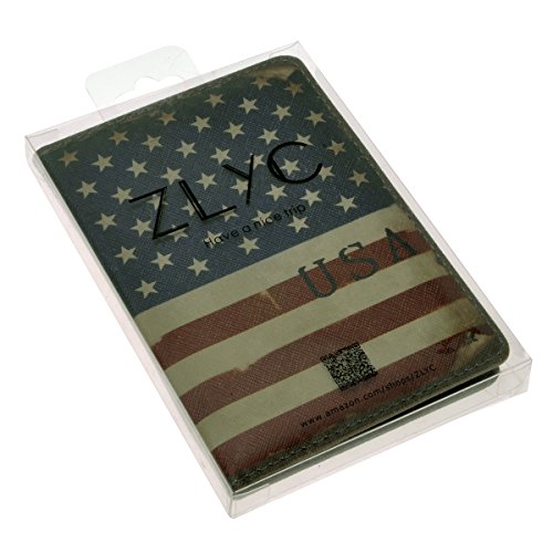 Zlyc Vintage Novelty Pu Leather Travel Wallet Passport Holder Case Waterproof Cover, Us National Flag #TOP5