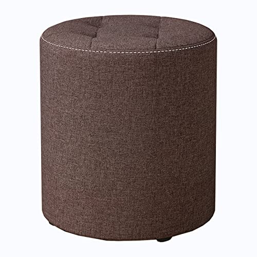 Pouf repose-pieds ottoman rond 30 cm en bois, siège rembourré 150 kg pour chambre et salon
