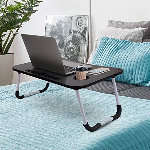 Foldable Laptop Bed Table Lap Desk Stand, Serving Tray Dining Table With Slot, Notebook Stand Holder, Bed Tray Laptop Desk For Eating Breakfast, Working, Watching Movie On Bed/Couch/Sofa/Floor #TOP5