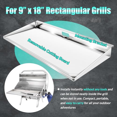 Estante rectangular para parrilla con tabla extraíble miniatura 6