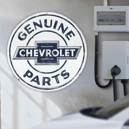 Image of Chevrolet Genuine Parts Round Metal Sign - Vintage Chevrolet Sign for Garage, Shop or Man Cave