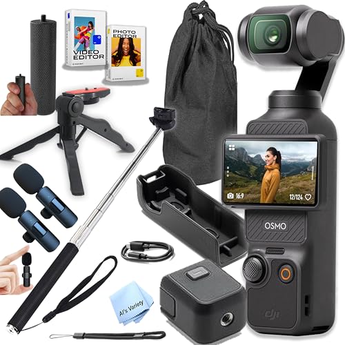 Image of DJI Osmo Pocket 3,4K /120fps Vlog Camera, 3-Axis Stabilization, Face /Object Tracking, + 2pc Mic,Selfie Stick, Tripd, Grip, Software + More (Creator Bundle)