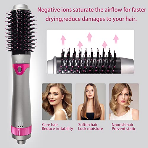 6 In 1 Hair Dryer Brush, Blow Dryer Brush Styler,Salon Negative Ionic Electric Hot Air Brush, Hair Straightener&Curly Hair Comb, Detachable Brush Hair Dryers For Women, Girlfriend Gifts #TOP4