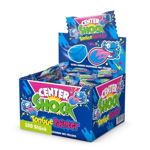 Center Shock Zungenmaler Pillow, Box mit 100 Kaugummis, Extra saurer mit Füllung, geeignet für Geburtstag, Pinata, Candy-Bar, Weihnachten & Halloween, 400g