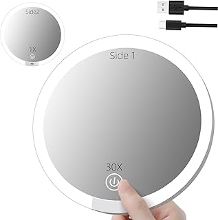 Espejo de aumento de doble cara 30X/1X con lu...