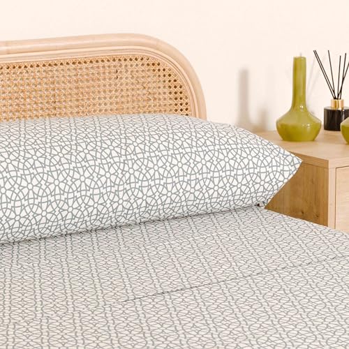TRAMAS+ Sabanas 200x190/200cm 100% algodón Suave, Juego de sábanas 4 Piezas, Sabana Bajera Ajustable, Encimera, 2 Fundas de Almohada 110x45cm, Certificado Oeko Tex- Cama 200, Galisteo Indigo