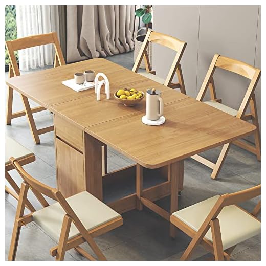 Dining Table Set, Wooden Folding Kitchen Table, Drop Leaf Table with 4 Chairs, Space Saving Extendable Dining Table, for Living Room Dining Room Retractable, 1.4M, Wood Colo 31 Dining Table Set, Wooden Folding Kitchen Table, Drop Leaf Table with 4 Chairs, Space Saving Extendable Dining Table, for Living Room Dining Room Retractable, 1.4M, Wood Colo
