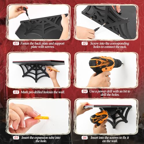 Estante de pared gótico forma ataúd para gato negro miniatura 4