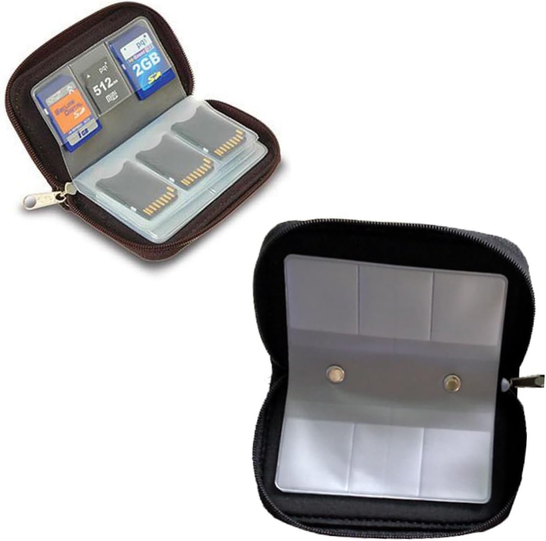 Portable Slots Memory Card Holder Pouch Case Black Zippered Storage Organizer for and Cards and -Static for Travel