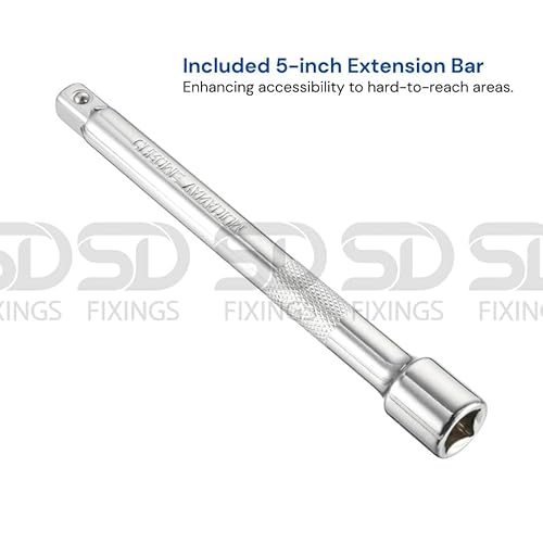 SDFIXINGS 12pcs Metric Socket Drive Set 8-24mm with Quick Release 1/2" Drive Ratchet Wrench 24 Teeth & 5" Extension Bar, High Grade Chrome Vanadium Steel, Rust Resistant, Car Garage Mechanic Home DIY 5 SDFIXINGS 12pcs Metric Socket Drive Set 8-24mm with Quick Release 1/2" Drive Ratchet Wrench 24 Teeth & 5" Extension Bar, High Grade Chrome Vanadium Steel, Rust Resistant, Car Garage Mechanic Home DIY - Image 5