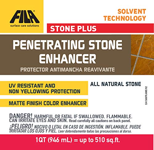 Fila Stoneplus, Stone Enhancer Sealer, Ideal For All Natural Stone, Protects And Enriches The Color Of Polished, Honed, Textured And Tumbled Natural Stone, Solvent Based, 1Qt #TOP1