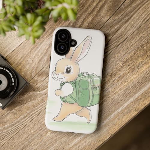 Lapin avec sac à dos coque iPhone 16 Plus rigide mate - 4