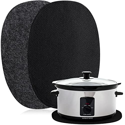 Tanlade 2 Pcs Oval Slow Cooker Heat Resistant Mat for 6-8 Quart Non Skid Countertop Heat Protector Mat Kitchen Appliance for Air Fryer Kitchen Supplies, 11.75 x 17.75 x 0.18 Inches