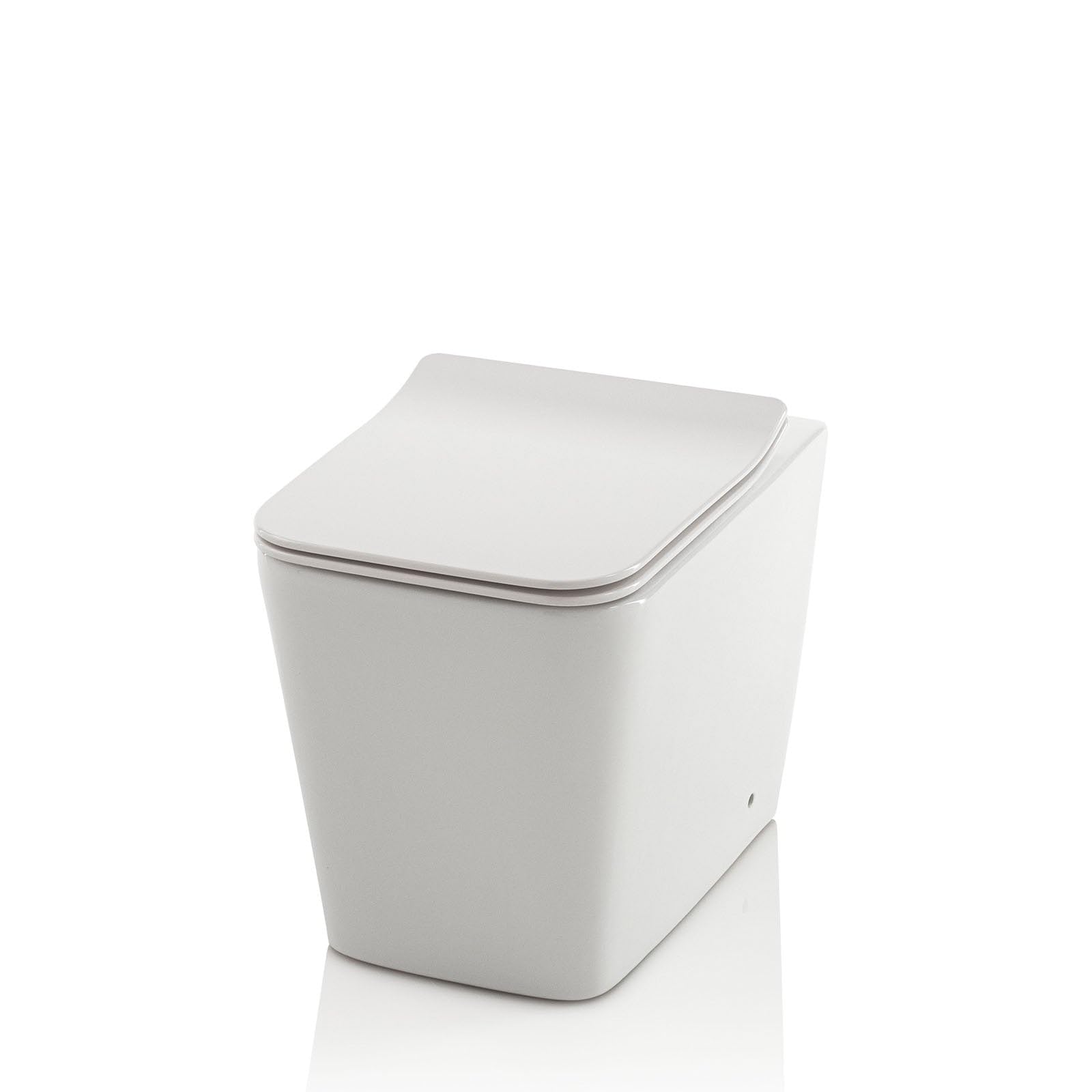 Aqa Design accessori casa wc a terra, completamente realizzato in ceramica bianca, curva tecnica non inclusa, Made in Italy, salvaspazio - Bianco - 56,5x36,5x40 cm