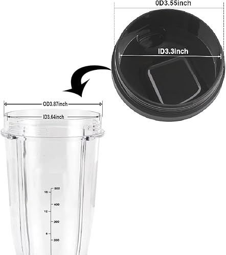 Miniatura 2 de Piezas de repuesto Tapas para licuadora Ninja, tapas de sellado y sorbo de 3.55 pulgadas para licuadora Auto-iQ Ninja 12oz 18oz 24oz 32oz tazas