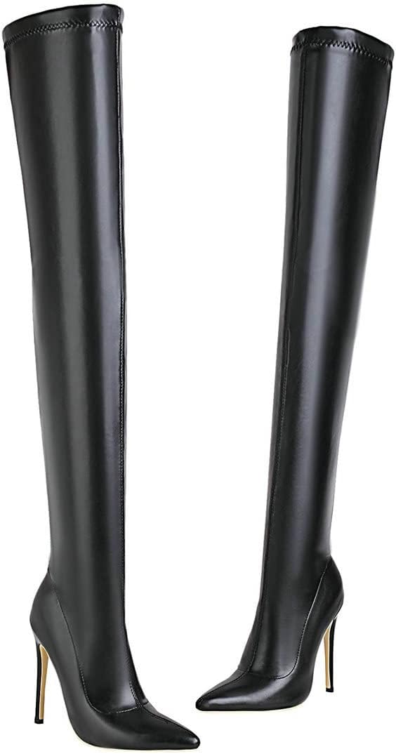 BEAUPAS Women's Over The Knee Thigh High Boots Stiletto High Heels Pointed Toe Boots Shoes