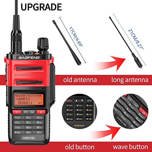 Baofeng Gmrs Radio Gmrs-9R Handheld Radio With Noaa Weather Scan,Waterproof Ip67 Long Range Two Way Radios Rechargeable #TOP2