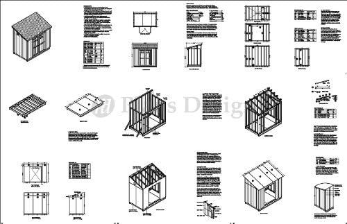 Miniatura 2 de Lean a techo Style 6 'X 10' Deluxe Shed Planes diseño lista de material # d0610l, y Step by Step incluidos