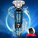 Vifycim Electric Shavers for Men, Mens Electric Razor, Dry Wet Waterproof Man Rotary Facial Shaver Face Shaver Cordless Travel Usb Rechargeable with Beard Trimmer Led Display for Husband Shaving
