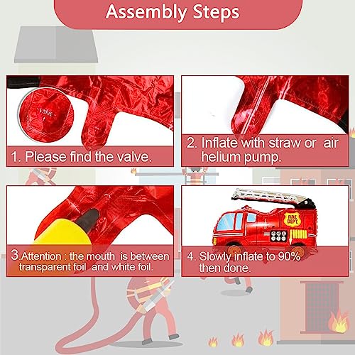 Image of Fire Truck Balloons Set for Kids,Party Decorations Kits 5 Year Olds Fire Truck Theme Birthday Party Supplies for Rescue Themed Decoration Firefighter Birthday Party Supplies